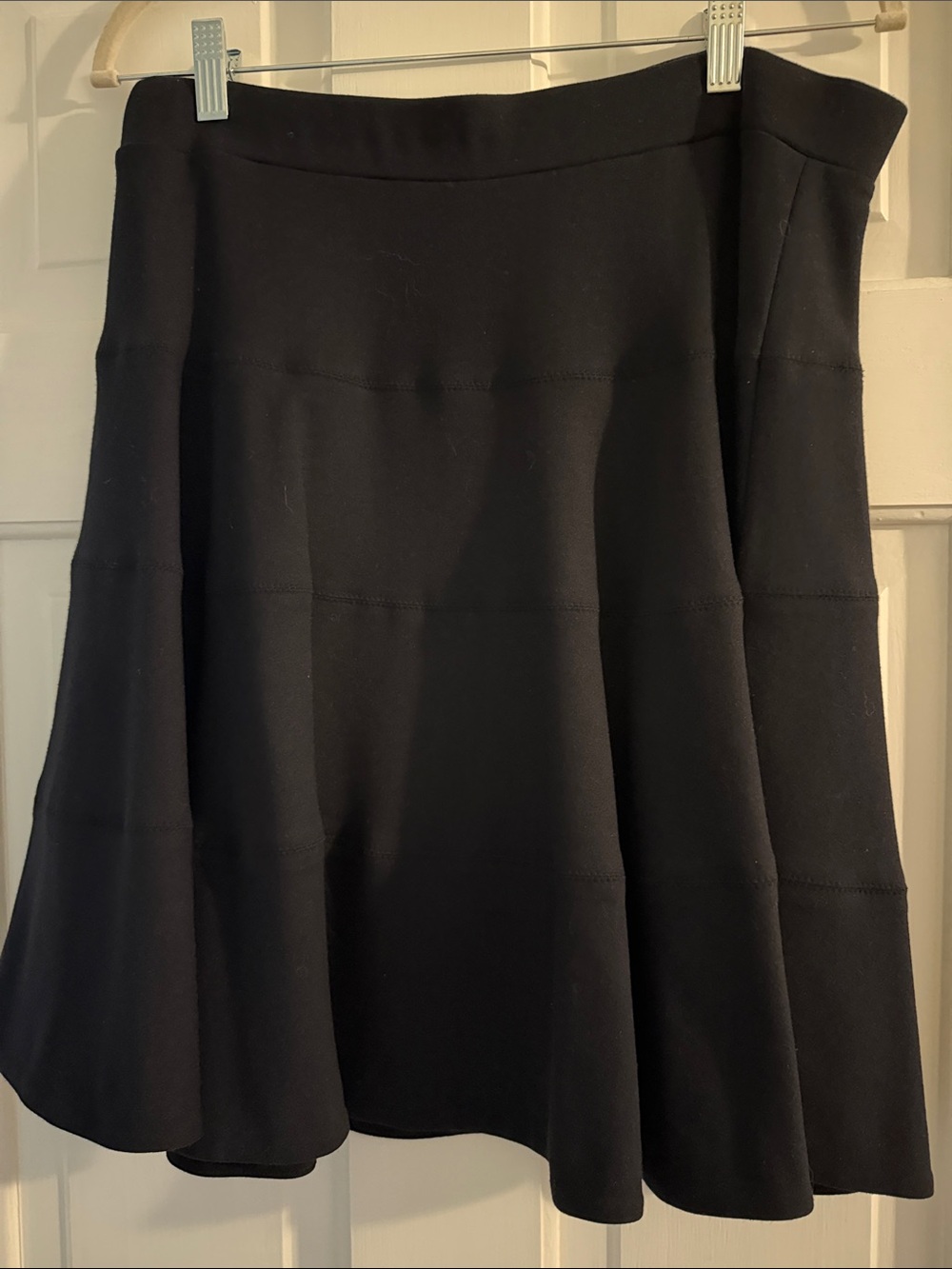 Lands' End Black Ponte Knit Circle Skater Skirt